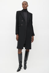 Smythe Black Wool Fur Collar Coat