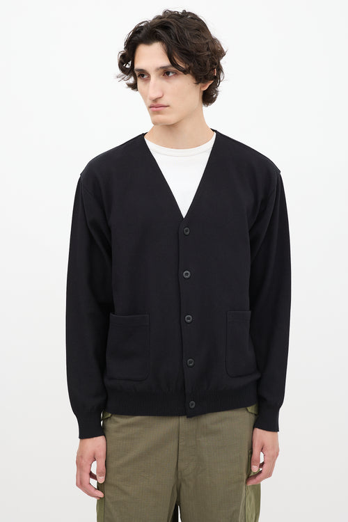 Snow Peak Black Cotton V-Neck Cardigan