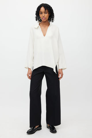Sofie D'Hoore Cream Silk V-Neck Blouse