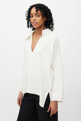 Sofie D'Hoore Cream Silk V-Neck Blouse