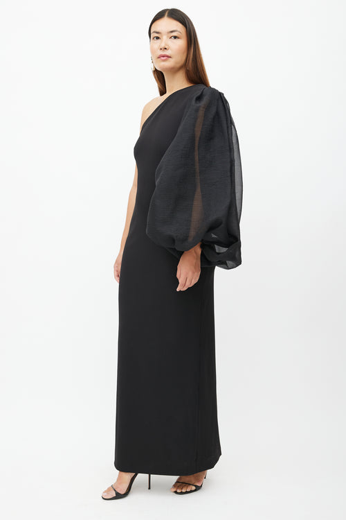 Solace London Black One Shoulder Maxi Dress