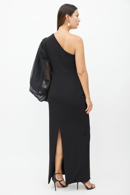 Solace London Black One Shoulder Maxi Dress