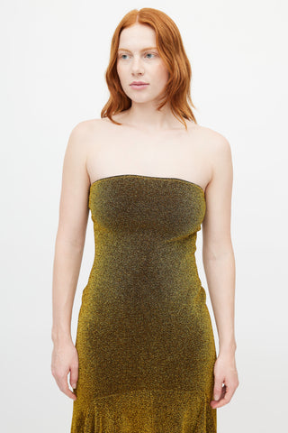 Solace London Gold Metallic Fishtail Dress