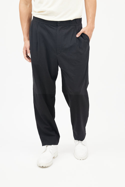 Solid Homme Black Nylon Wool  Trousers