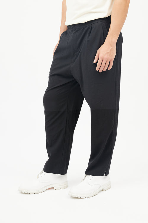 Solid Homme Black Nylon Wool  Trousers