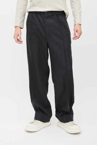 Solid Homme Grey Wool Pleated Trouser