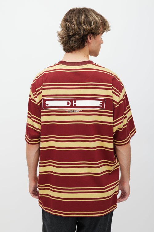 Solid Homme Red & Yellow Striped Logo T-Shirt