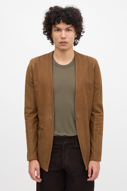 Song For The Mute Suede Collarless Jacket