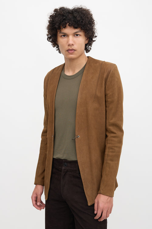 Song For The Mute Suede Collarless Jacket