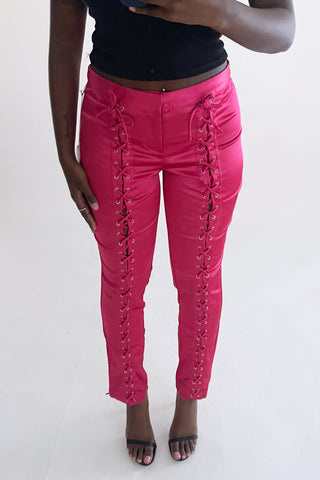 Song Of Style Pink Lace Up Pant