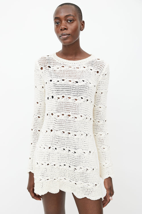 Sonia Rykiel Cream Semi Sheer Crochet Dress