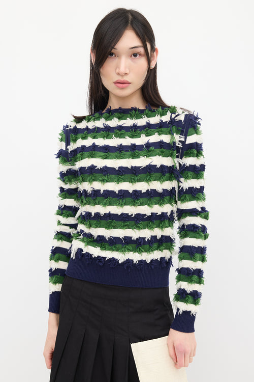 Sonia Rykiel Cream & Multicolour Wool Knit Fringe Sweater