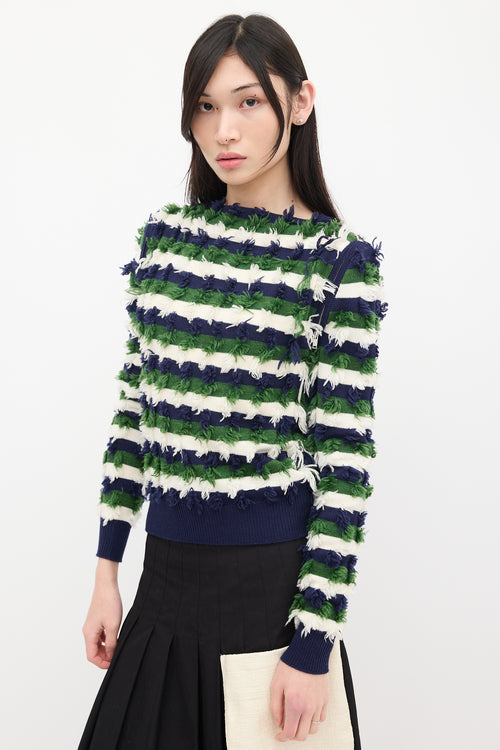 Sonia Rykiel Cream & Multicolour Wool Knit Fringe Sweater