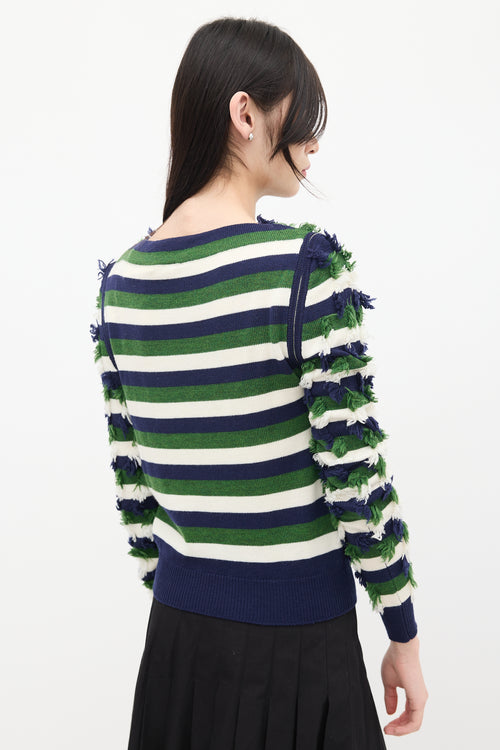 Sonia Rykiel Cream & Multicolour Wool Knit Fringe Sweater