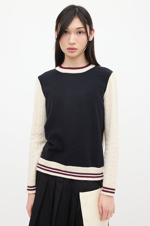 Dries Van Noten Cream & Multicolour Wool Knit Sweater