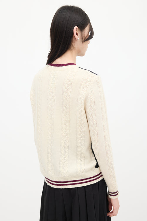 Dries Van Noten Cream & Multicolour Wool Knit Sweater