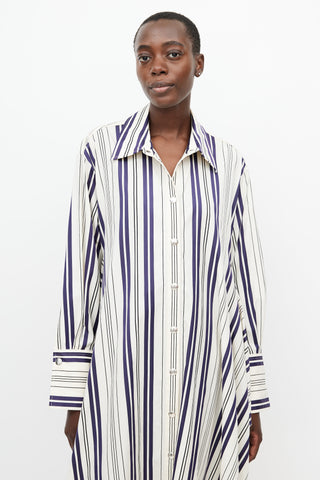Sonia Rykiel Cream & Navy Stripes Shirt Dress
