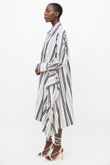 Sonia Rykiel Cream & Navy Stripes Shirt Dress