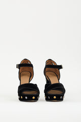 Sonia Rykiel Black Velvet Embellished Platform Heel