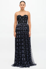 Sophia Kah Tulle Star Embroidered Gown