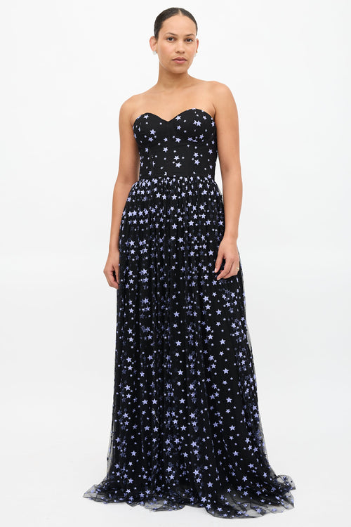 Sophia Kah Tulle Star Embroidered Gown