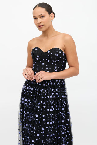 Sophia Kah Tulle Star Embroidered Gown