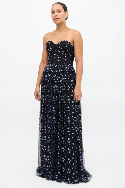 Sophia Kah Tulle Star Embroidered Gown