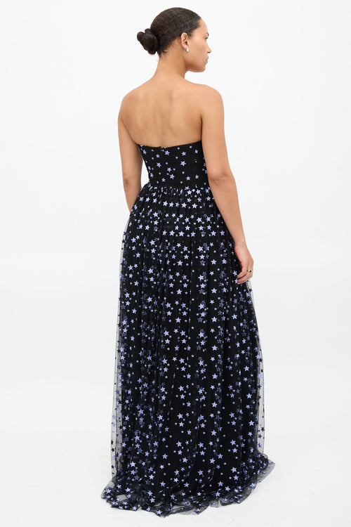 Sophia Kah Tulle Star Embroidered Gown