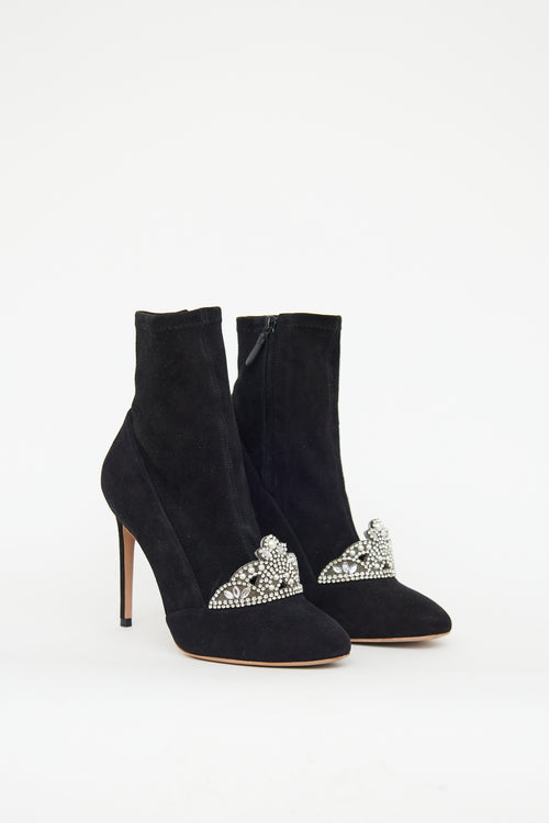 Sophia Webster Black Suede Crown Boot