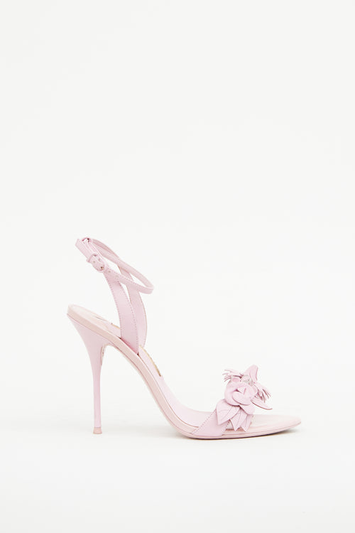 Sophia Webster Pink Floral Applique Heel