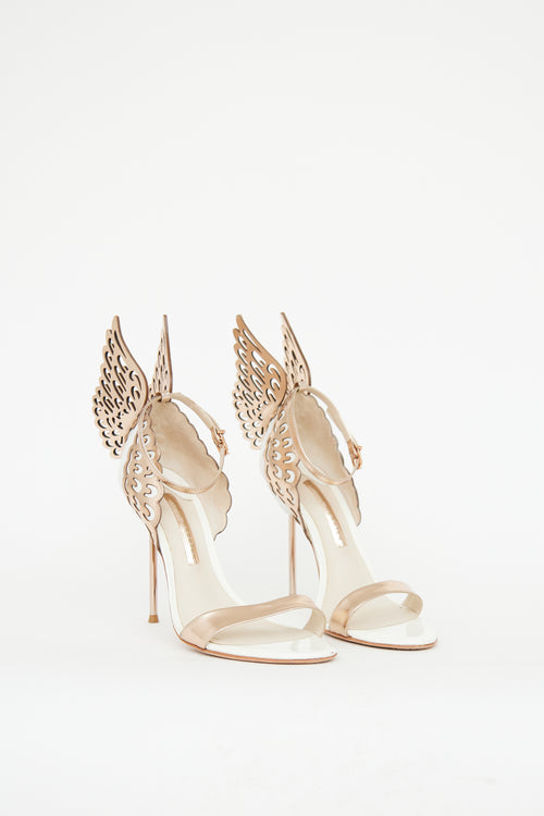 Sophia Webster White & Bronze Wing Pump