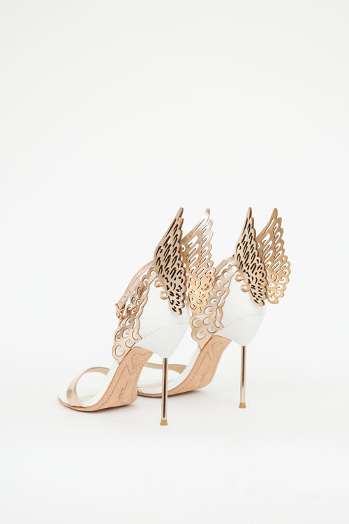 Sophia Webster White & Bronze Wing Pump