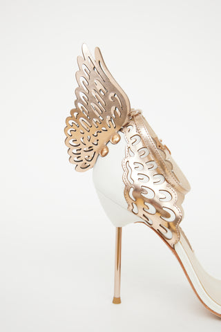 Sophia Webster White & Bronze Wing Pump