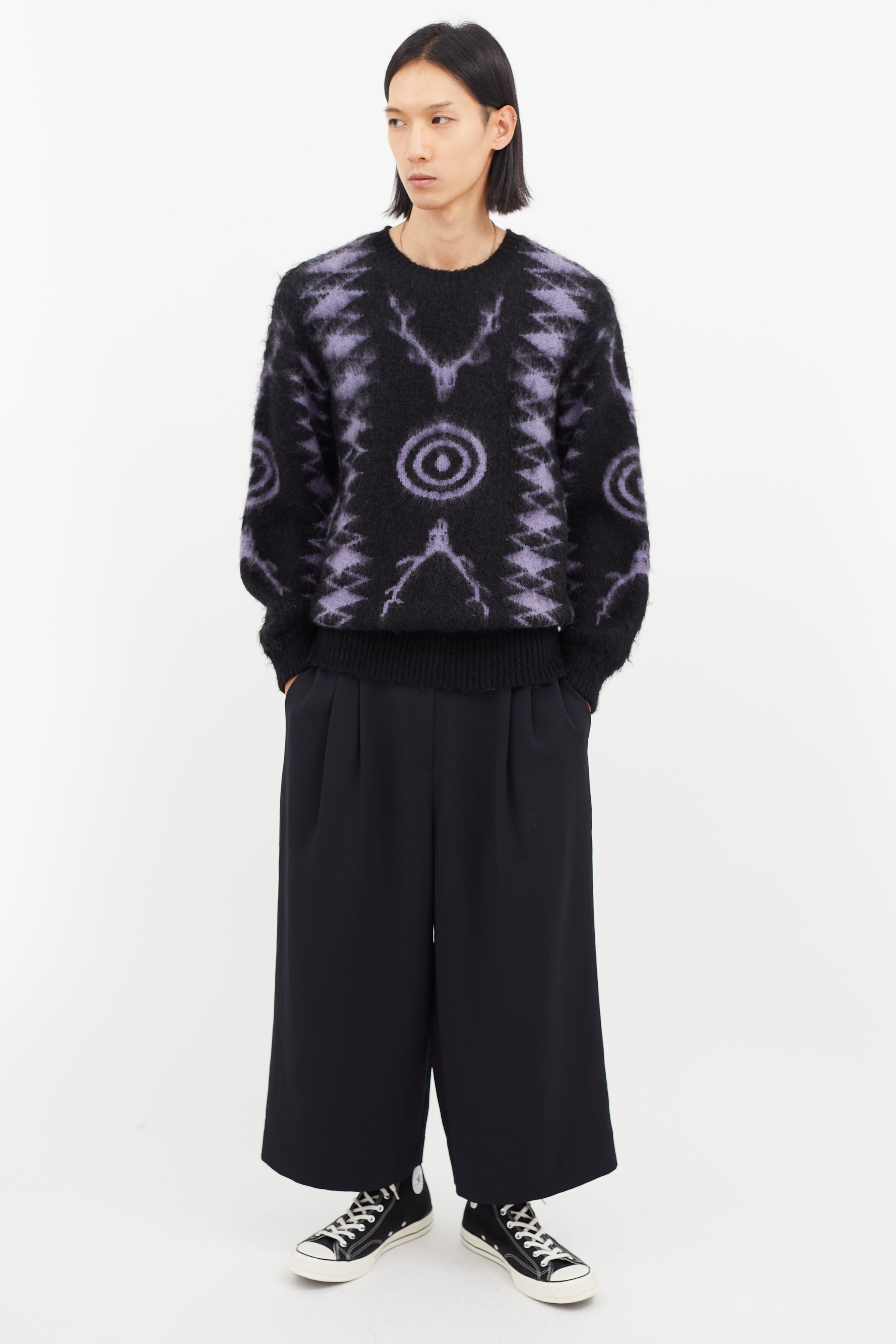 South2 West8 // Black & Purple Mohair Knit Sweater – VSP Consignment