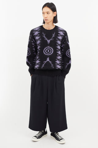 South2 West8 Black & Purple Mohair Knit Sweater