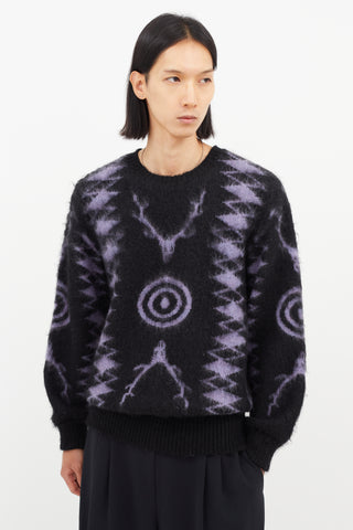 South2 West8 Black & Purple Mohair Knit Sweater