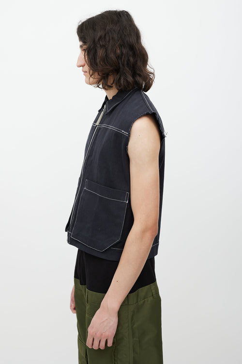 Spencer Badu Black Contrast Stitch Vest