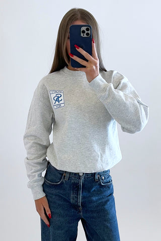 Sporty & Rich Grey & Blue Logo Sweater