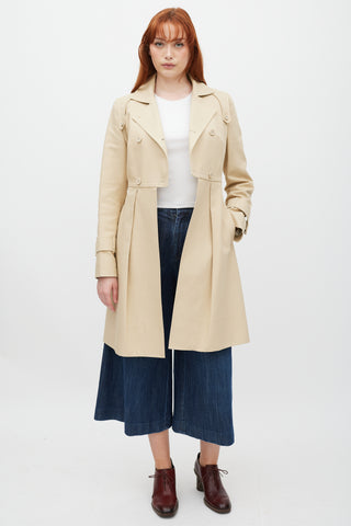 Sportmax Beige Double Breasted Pleated Trench Coat