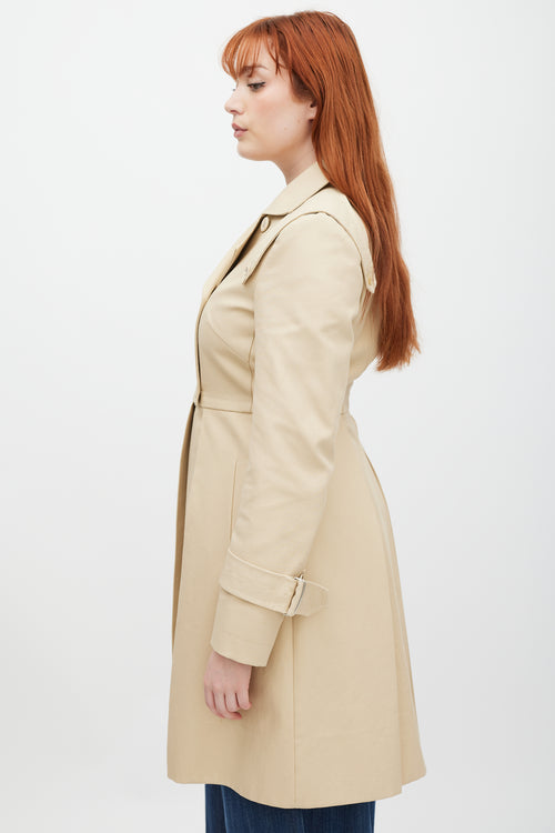 Sportmax Beige Double Breasted Pleated Trench Coat