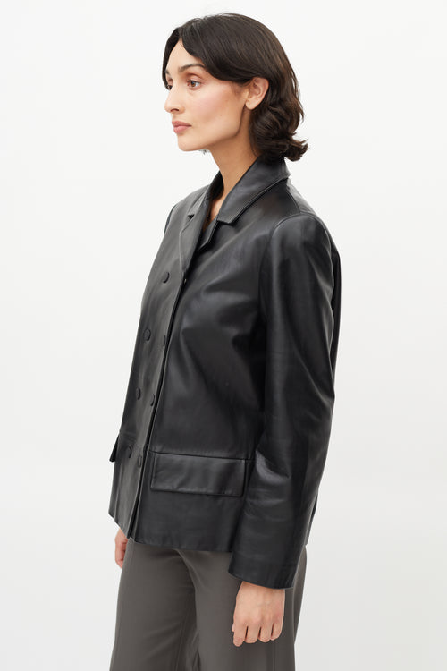Sportmax Black Double Breasted Leather Jacket