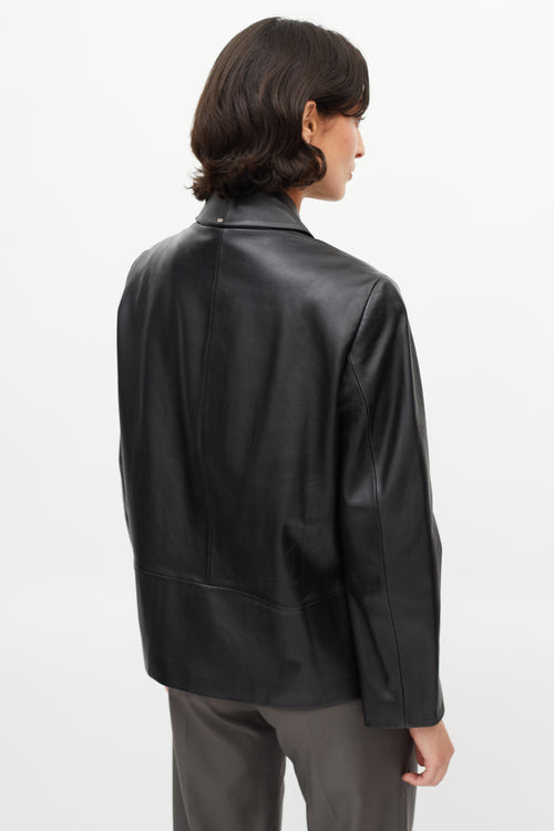 Sportmax Black Double Breasted Leather Jacket