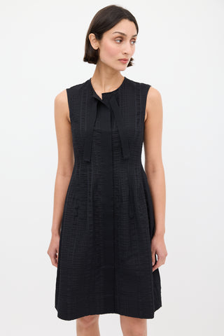 Sportmax Black Puckered A-Line Midi Dress