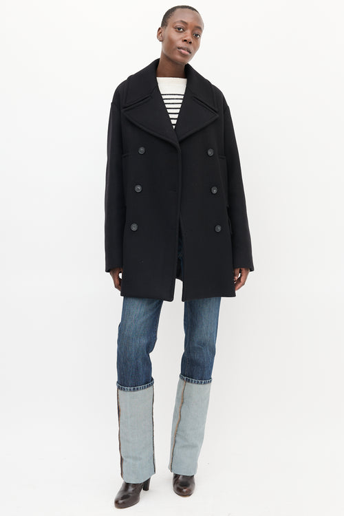 Sportmax Black Wool Double Breasted Coat