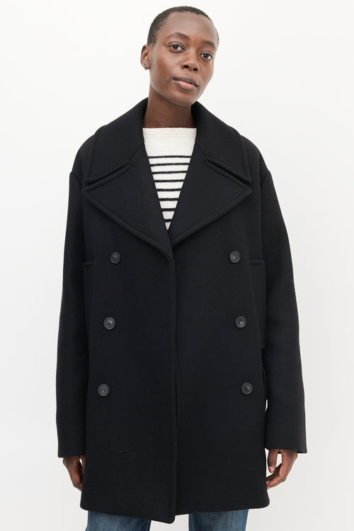 Sportmax Black Wool Double Breasted Coat