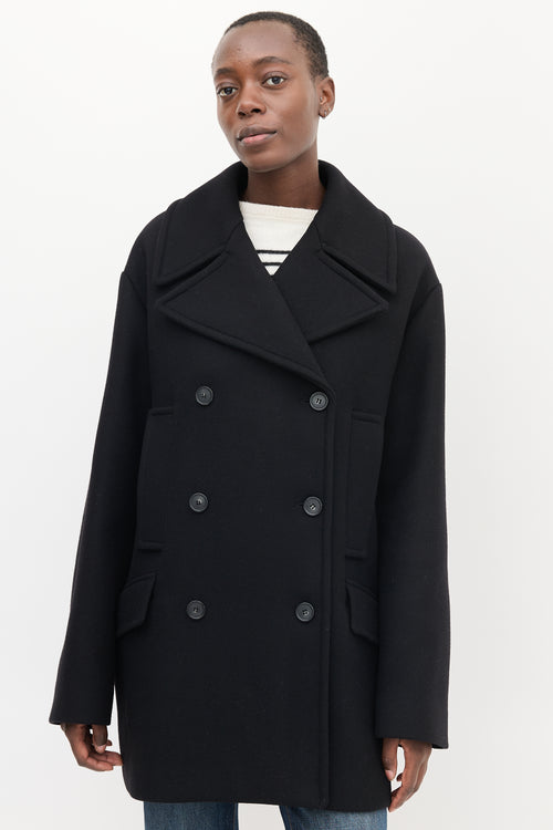 Sportmax Black Wool Double Breasted Coat