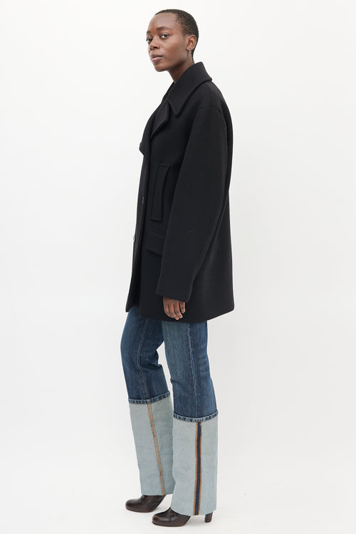 Sportmax Black Wool Double Breasted Coat