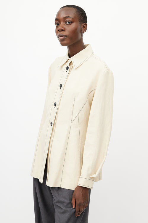 Sportmax Cream & Black Contrast Stitch Shirt