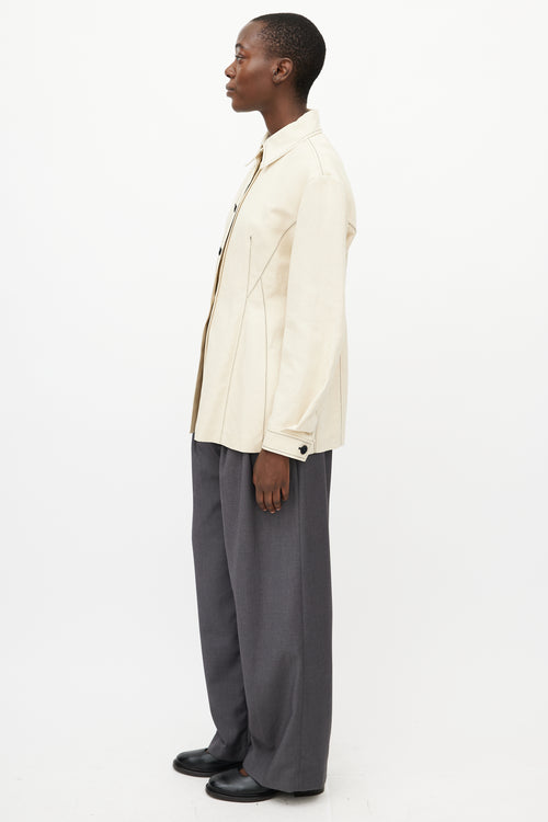 Sportmax Cream & Black Contrast Stitch Shirt