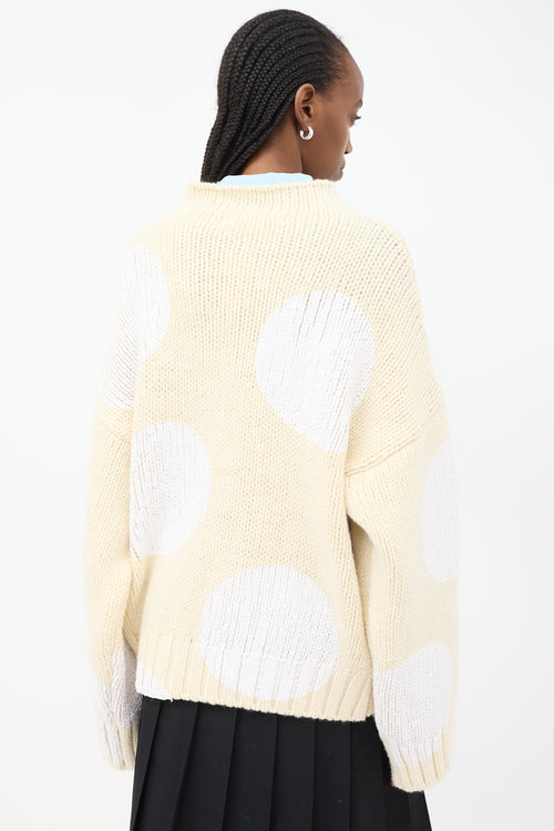 Sportmax Cream & White Wool Painted Polka Dot Sweater